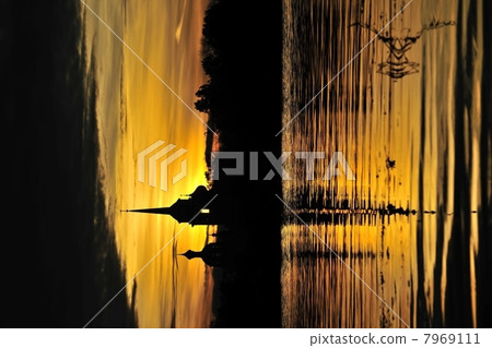 Silhouette Nikolo Medvedsky Monastery in sunset light 7969111