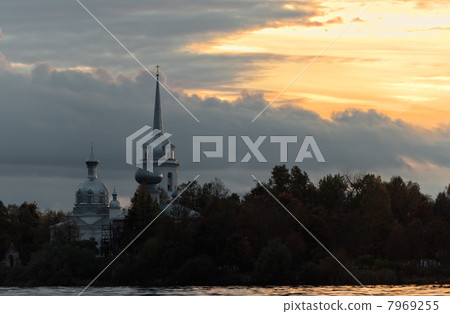 Nikolo Medvedsky Monastery in sunset 7969255