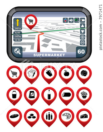 GPS navigator with the pointer supermarket. 7971471