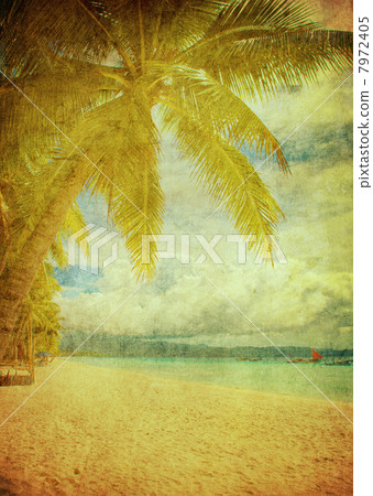 grunge image of tropical beach 7972405