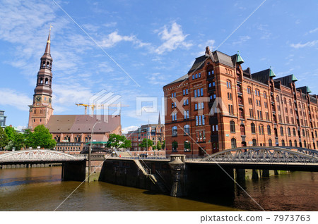 Germany Hamburg Harbor and Warehouse Town 7973763