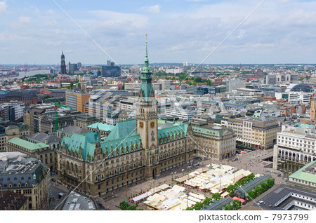 Hamburg city hall seen from Germany St Petri Cathedral 7973799