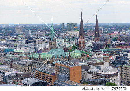 Old Town of Hamburg as seen from St. Michael's Church in Germany 7973852