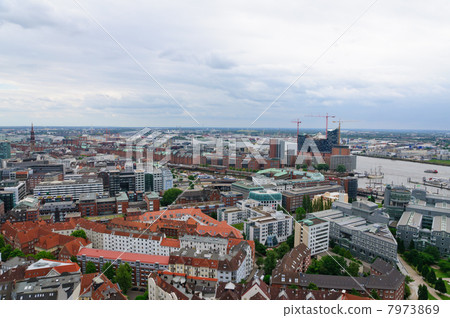 Old Town of Hamburg as seen from St. Michael's Church in Germany 7973869
