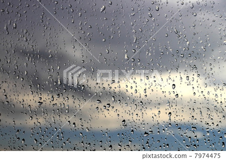 Raindrop attached to window glass Raindrop attached to window glass 7974475