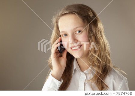 Teenager girl and mobile phone 7974768
