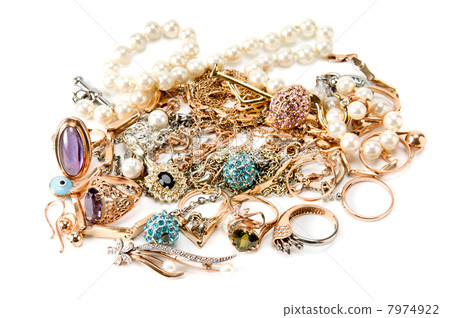 Gold ornaments isolated on a white background Gold ornaments isolated on a white background 7974922