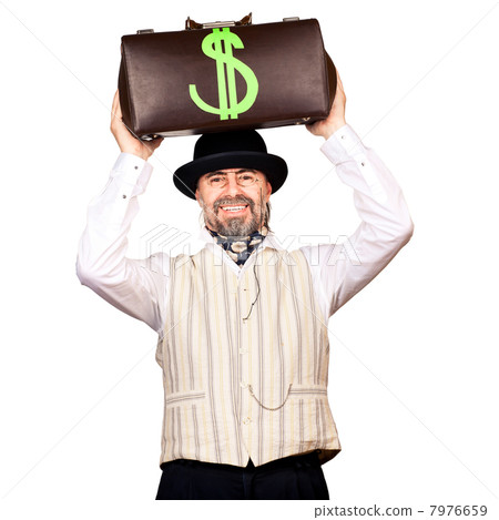 Senior businessman holding money bag 7976659