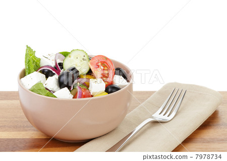 fresh greek salad in clay bowl fresh greek salad in clay bowl 7978734