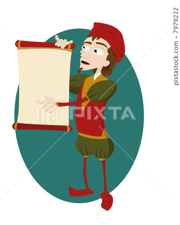 Funny Herald Showing a Blank Scroll Funny Herald Showing a Blank Scroll 7979212