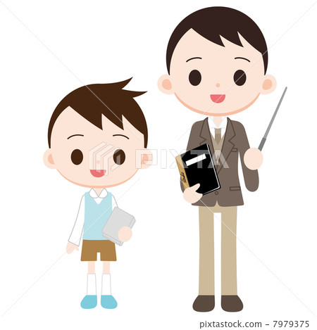 Elementary school student and male teacher Elementary school student and male teacher 7979375