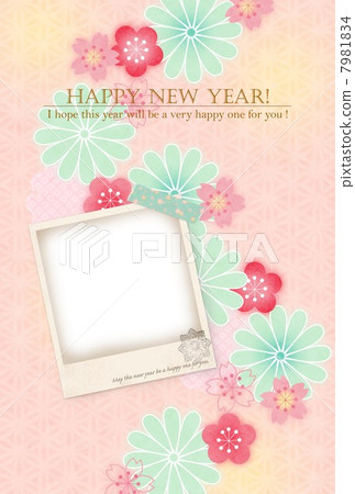 Japanese-style photo frame New Year's card 7981834