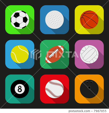 Sport balls flat icons set - Stock Illustration [7987855] - PIXTA