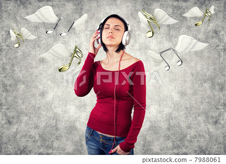 Girl with earphones Girl with earphones 7988061