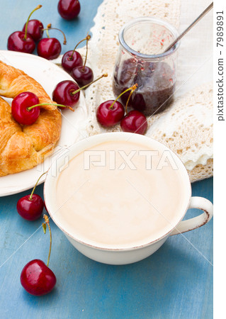 breakfast with coffee and cherries breakfast with coffee and cherries 7989891