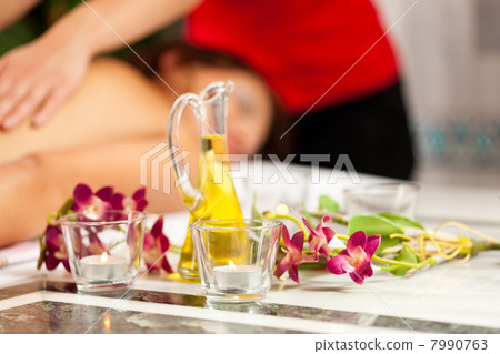 Wellness - woman getting massage in Spa Wellness - woman getting massage in Spa 7990763