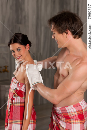 Wellness - couple getting a massage and cleansing Wellness - couple getting a massage and cleansing 7990767