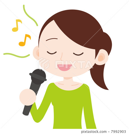與女性上身卡拉OK唱歌 7992903