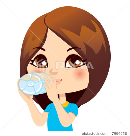 圖庫插圖: girl drinking water