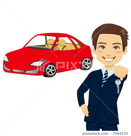stock illustration: young automobile salesman