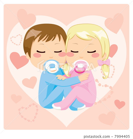 Cute Babies Hugging - Stock Illustration [7994405] - PIXTA