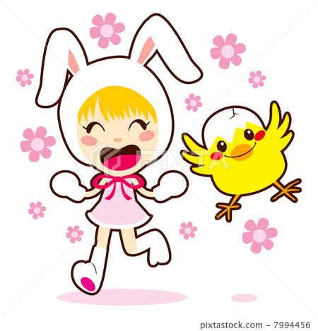 Bunny Girl And Little Chick 7994456