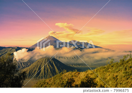 Bromo mountain and smoke 7996875