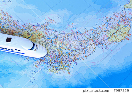 Domestic travel image, map, bullet train 7997259