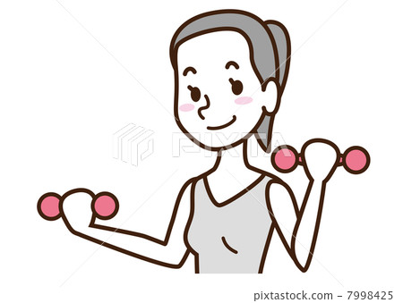 有啞鈴馬尾辮的一名婦女 7998425