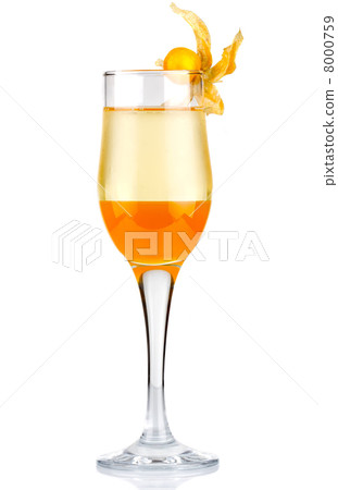 Sliced alcohol cocktail with physalis berry isolated 8000759