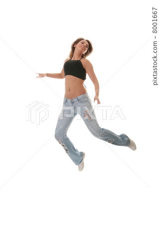 Young female dancing jazz modern dance 8001667