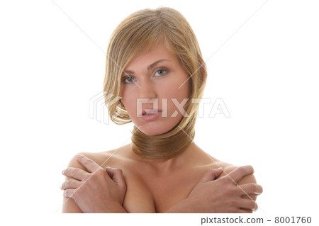 Beautiful young naked woman isolated on white background 8001760