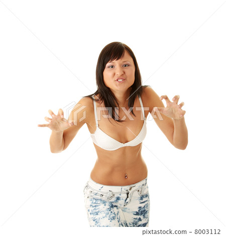 Young sexy woman in bra and jeans 8003112