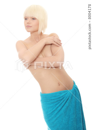 Portrait of young beautiful topless caucasian woman 8004178