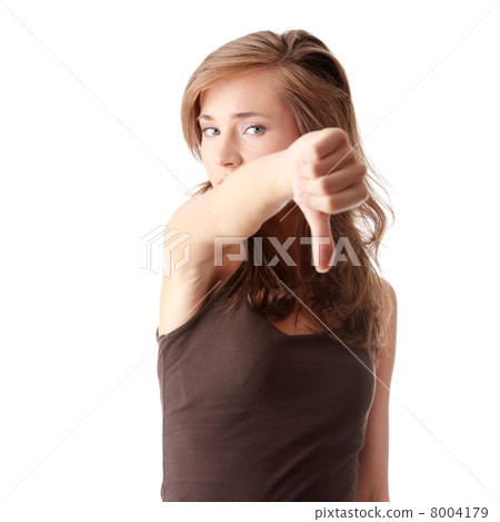 Young woman showing thumbs down 8004179