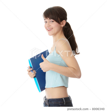 Young student girl with thumb up Young student girl with thumb up 8006340