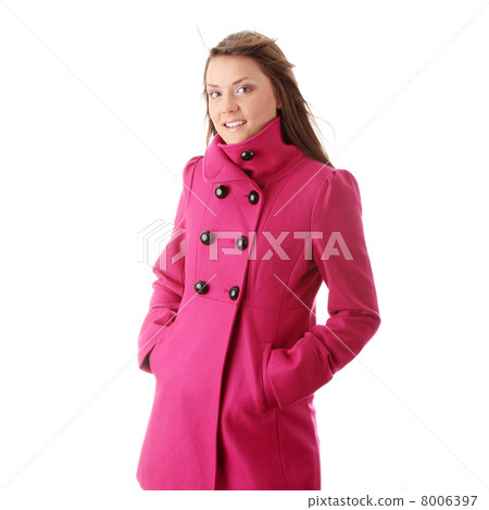 Teen woman in pink female coat Teen woman in pink female coat 8006397