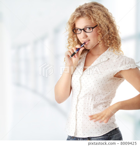 Beautiful corpulent caucasian student girl 8009425