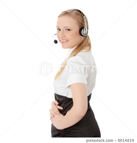 Call center woman with headset. 8014819