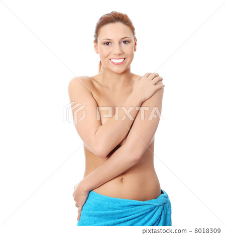 Attractive happy young topless woman 8018309