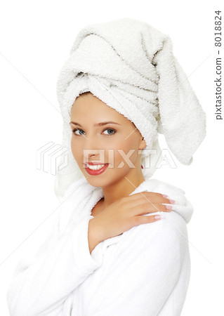 Young beautiful woman in bathrobe Young beautiful woman in bathrobe 8018824