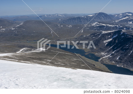 Ovre and Nedre Steinbuvatnet lake (seen from Glittertind mountai 8024098