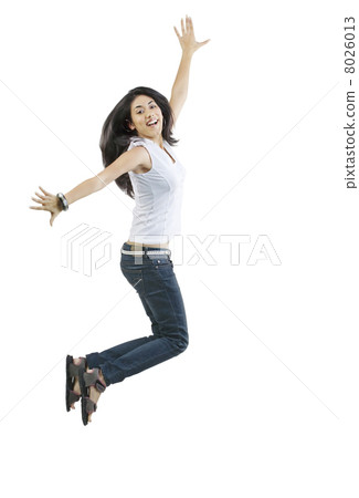 Girl jumping in the air 8026013