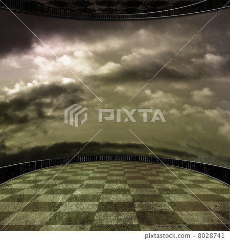 grunge room background with a wall in clouds grunge room background with a wall in clouds 8028741