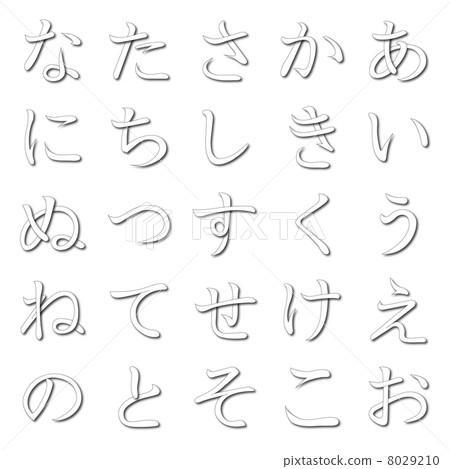 Hiragana Japanese Alphabet (ah ~) with shadow 8029210