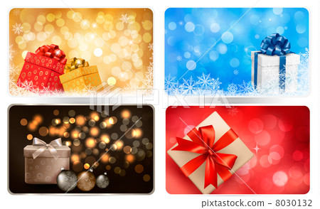 Collection of Christmas backgrounds with gift boxes and snowflakes. Vector illustration. Collection of Christmas backgrounds with gift boxes and snowflakes. Vector illustration. 8030132