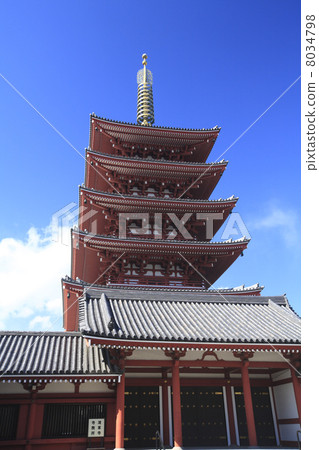 東京Kinryuyama淺草寺的5層寶塔 8034798