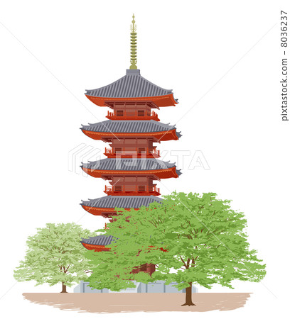 Five storey pagoda _ fresh green 8036237