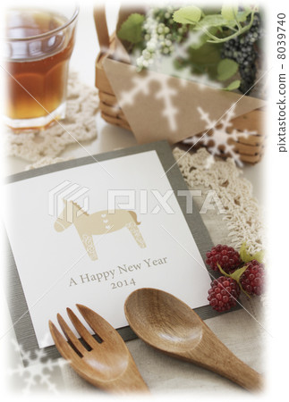 咖啡廳風格的新年卡 8039740