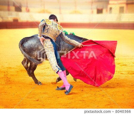 Corrida. Matador Fighting in a typical Spanish Bullfight 8040366